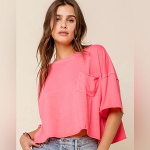 NWT Free People Honey T-Shirt in Moxie Pink, Size L